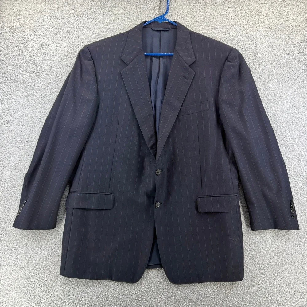 Hickey Freeman Loro Piana Tasmanian Super 120s‎ Navy Pinstripe Suit Men 42R READ